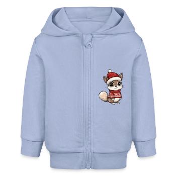 Bande dessinée de Noël écureuil - Veste à capuche bébé bio Stanley/Stella - ciel - Devant