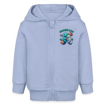 Verliebte Manatees Dugongs mit bunten Fischen - Baby Organic Kapuzenjacke Baby Connector von Stanley/Stella - Sky - Vorne