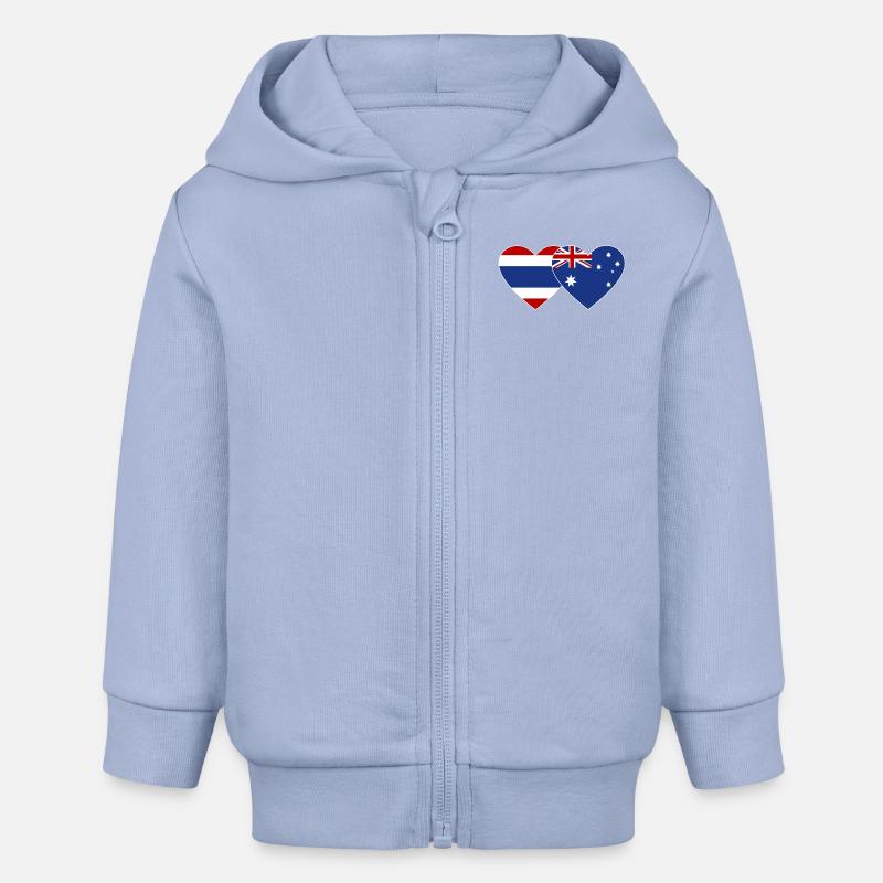 Thaïlande Australie Drapeau Coeur - Veste à capuche bébé bio Stanley/Stella - ciel