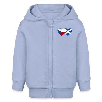 Czech Republic Scotland Flag Heart - Baby Organic Zip-up Hoodie by Stanley/Stella - sky - Front