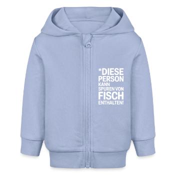 Diese Person kann Spuren von Fisch enthalten - Baby Organic Kapuzenjacke Baby Connector von Stanley/Stella - Sky - Vorne