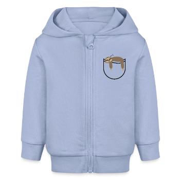 Pocket sloth - Baby Organic Zip-up Hoodie by Stanley/Stella - sky - Front