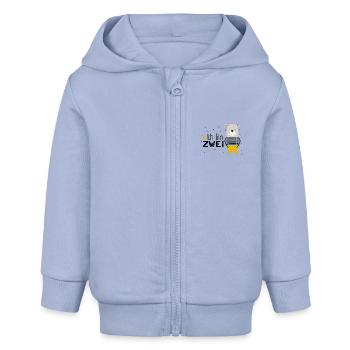 2nd birthday, two, second, bear, birthday - Baby Organic Zip-up Hoodie by Stanley/Stella - sky - Front