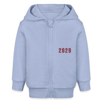 2029 Jahr Zahl - Baby Organic Kapuzenjacke Baby Connector von Stanley/Stella - Sky - Vorne