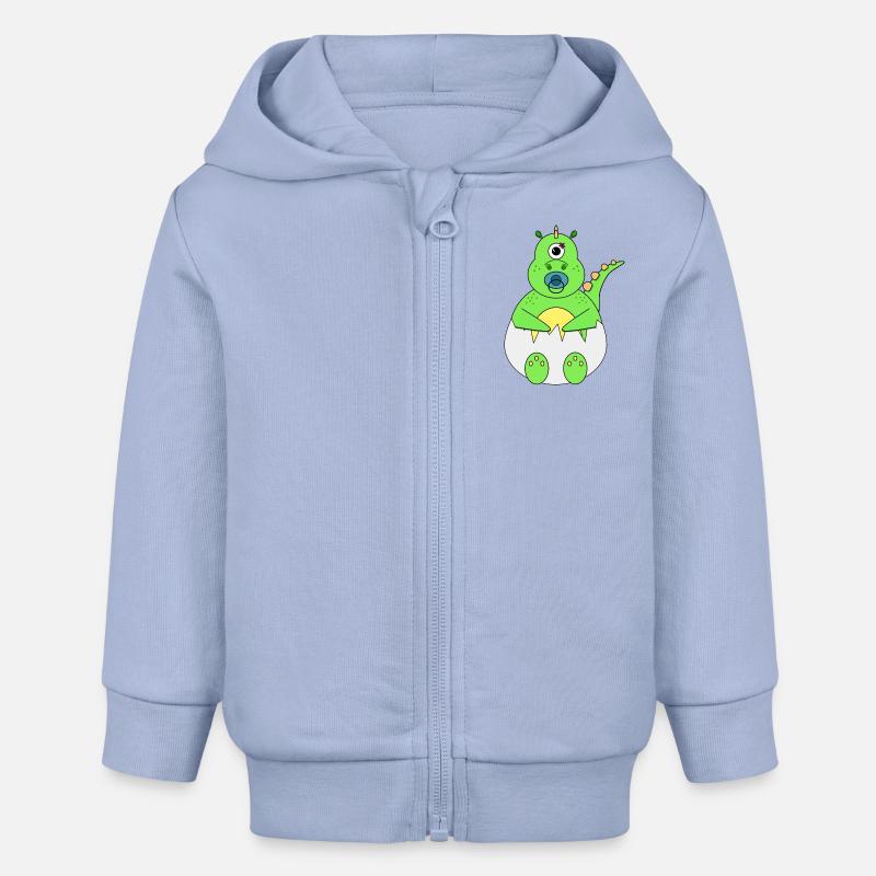 Dino dans l’œuf - Veste à capuche bébé bio Stanley/Stella - ciel