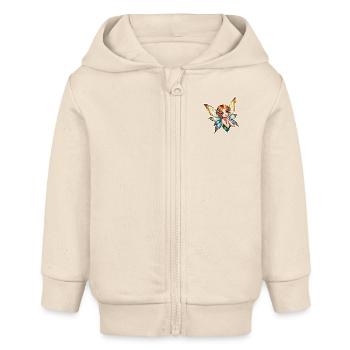 Fairy fantasy illustration - Baby Organic Zip-up Hoodie by Stanley/Stella - soft Ecru - Front