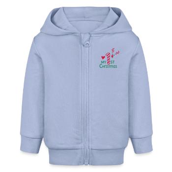 Mein erstes Weihnachten - Baby Organic Kapuzenjacke Baby Connector von Stanley/Stella - Sky - Vorne