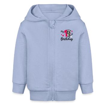 Mein erster Geburtstag - Baby Organic Kapuzenjacke Baby Connector von Stanley/Stella - Sky - Vorne