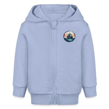 Aquarell Sailingship - Baby Organic Kapuzenjacke Baby Connector von Stanley/Stella - Sky - Vorne
