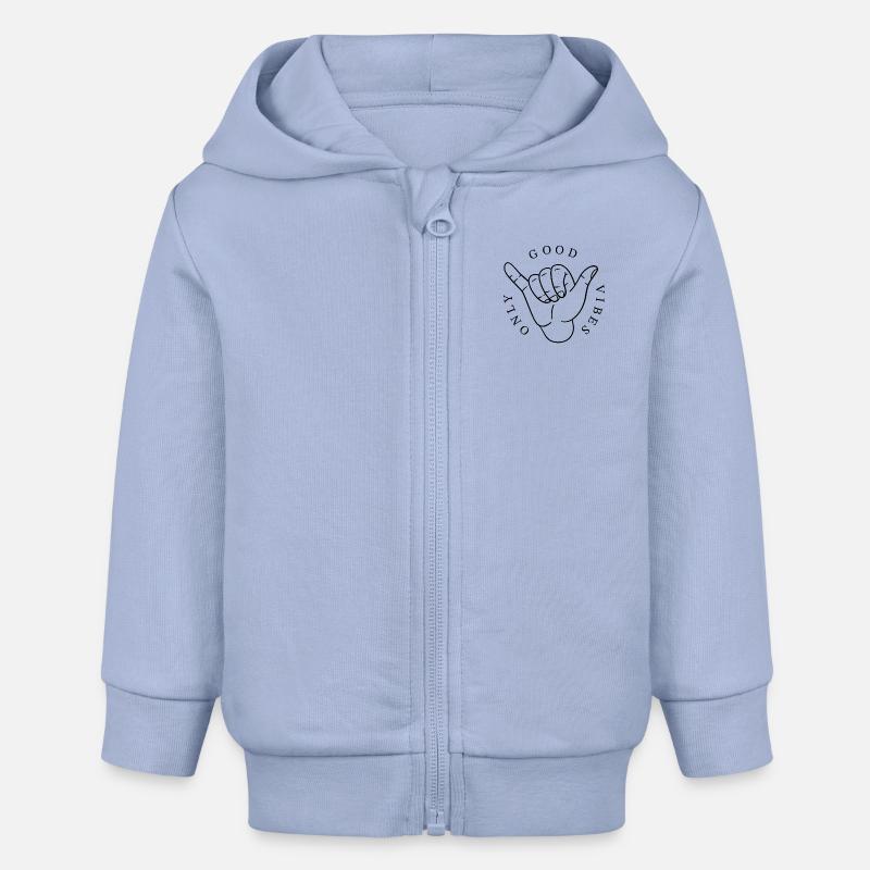 Bonnes vibrations - Veste à capuche bébé bio Stanley/Stella - ciel