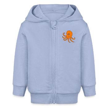 Süße Ozeantiere – Lustiger Cartoon-Oktopus - Baby Organic Kapuzenjacke Baby Connector von Stanley/Stella - Sky - Vorne