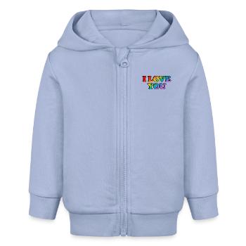 I love you - Regenbogen - Homo-Ehe - Baby Organic Kapuzenjacke Baby Connector von Stanley/Stella - Sky - Vorne