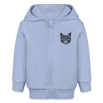 Swirly Cat (b&w) - Baby Organic Zip-up Hoodie by Stanley/Stella - sky - Front