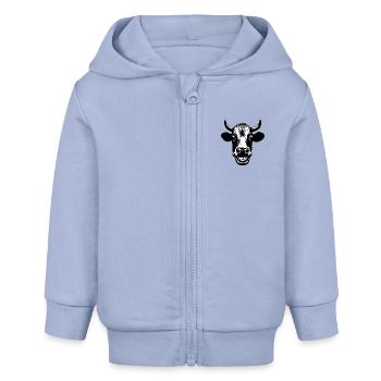 Grinning Cow - Baby Organic Zip-up Hoodie by Stanley/Stella - sky - Front