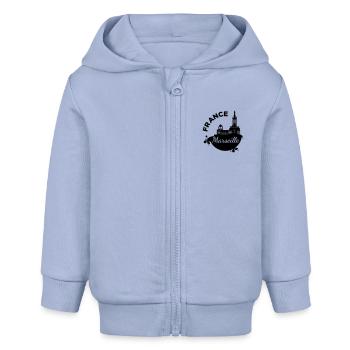 Marseille France - Veste à capuche bébé bio Stanley/Stella - ciel - Devant