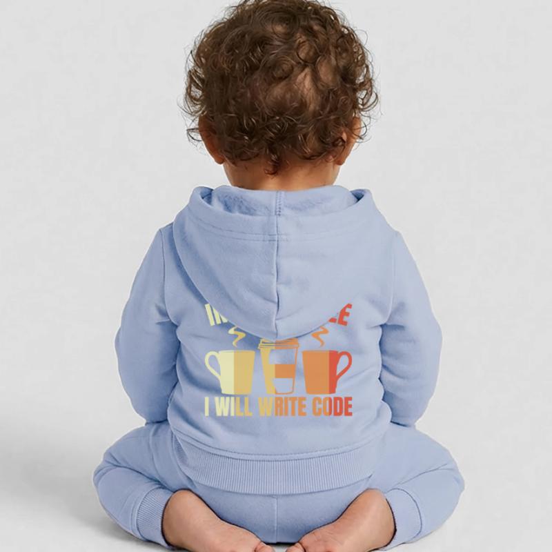 Insert Coffee And I Will Write Code Baby Organic Kapuzenjacke Baby Connector von Stanley/Stella