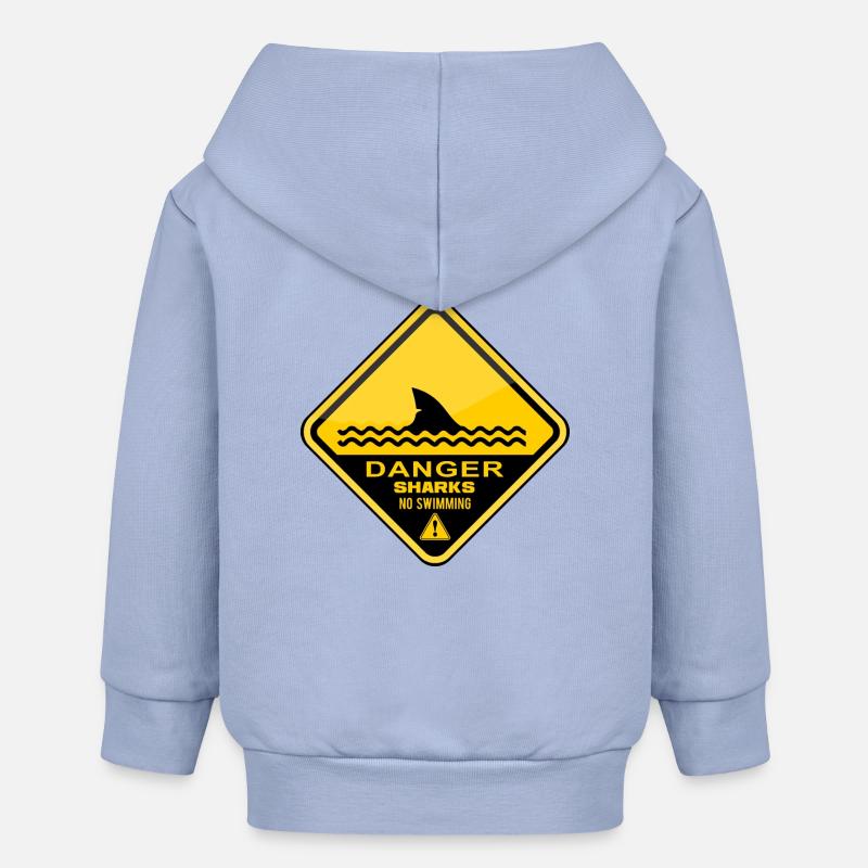 Danger Requins Pas de natation - Veste à capuche bébé bio Stanley/Stella - ciel