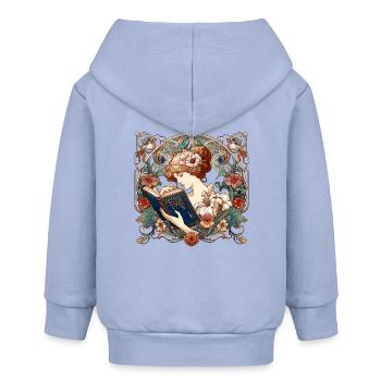 Woman Reading Browsing Book Books Gift - Baby Organic Zip-up Hoodie by Stanley/Stella - sky - Back