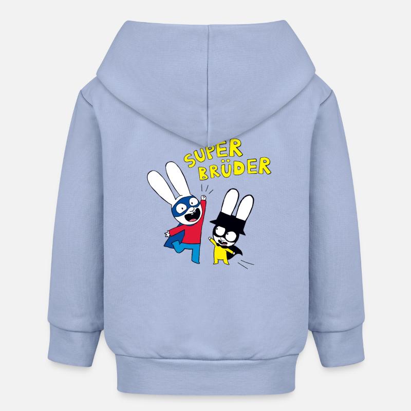 Simon Super Bunny Super Frères - Veste à capuche bébé bio Stanley/Stella - ciel