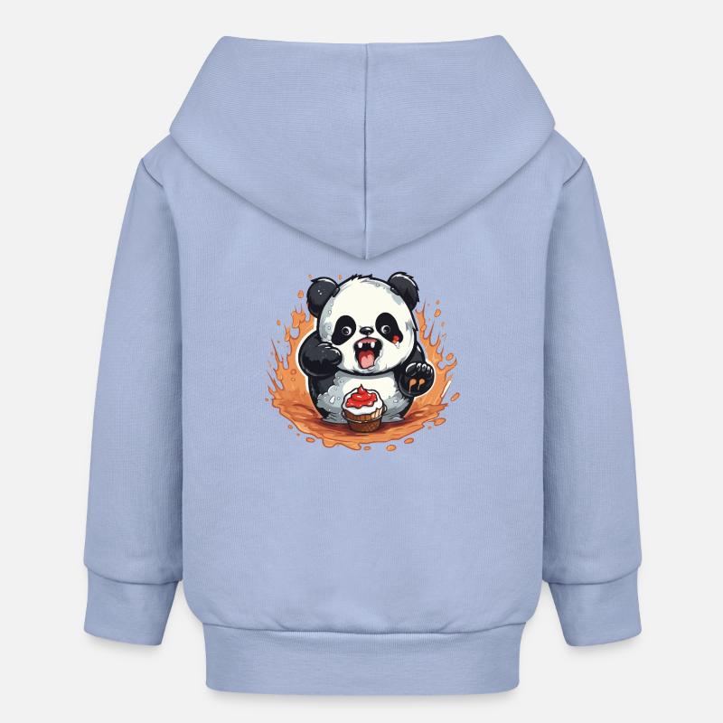 Dessin animé Panda Fire Cupcake - Veste à capuche bébé bio Stanley/Stella - ciel