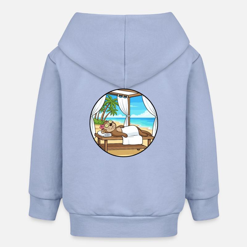 Art relaxant du singe du singe au spa de plage - Veste à capuche bébé bio Stanley/Stella - ciel