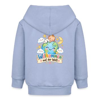 Willkommen auf der Welt Baby - Baby Organic Kapuzenjacke Baby Connector von Stanley/Stella - Sky - Hinten