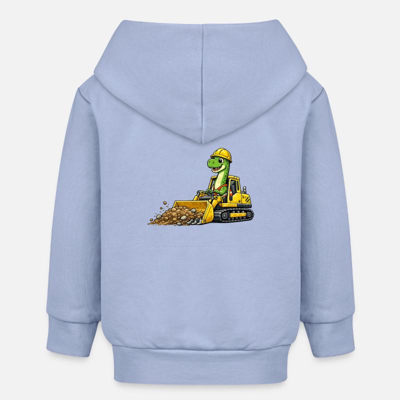Bulldozer ouvrier du bâtiment Dino - Veste à capuche bébé bio Stanley/Stella - ciel