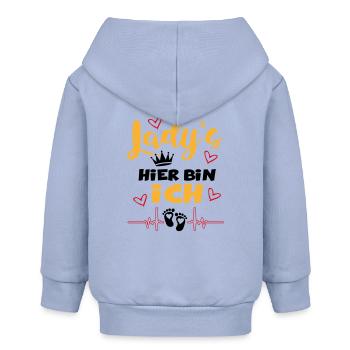 Ladys Hier bin ich König Babysprüche Herz Krone - Baby Organic Kapuzenjacke Baby Connector von Stanley/Stella - Sky - Hinten