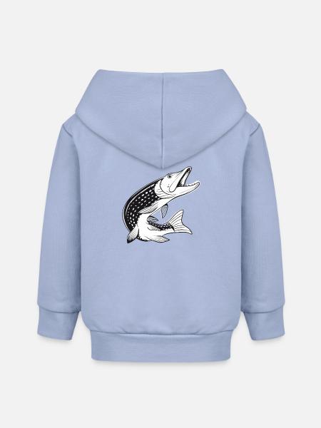 Hecht Fisch - Fischen - Angeln - Fischer - Baby Organic Kapuzenjacke Baby Connector von Stanley/Stella - Sky