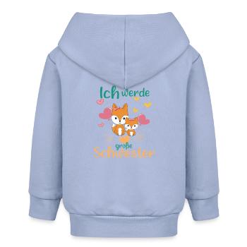 Bald Wieder Große Schwester 2026 Verkünden Füchse - Baby Organic Kapuzenjacke Baby Connector von Stanley/Stella - Sky - Hinten