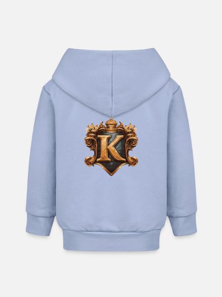 K Buchstabe Name Krone - Baby Organic Kapuzenjacke Baby Connector von Stanley/Stella - Sky