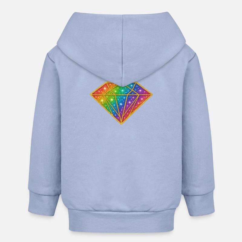 Diamants arc-en-ciel scintillants - Veste à capuche bébé bio Stanley/Stella - ciel