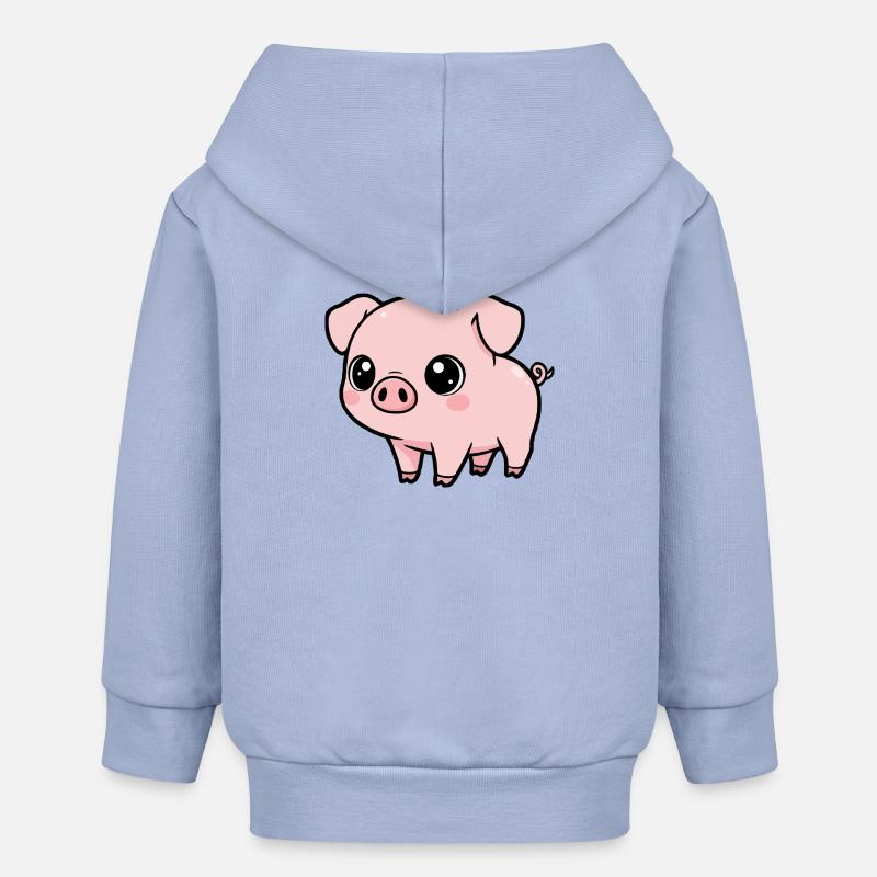 Cochon Kawaii Mignon - Veste à capuche bébé bio Stanley/Stella - ciel