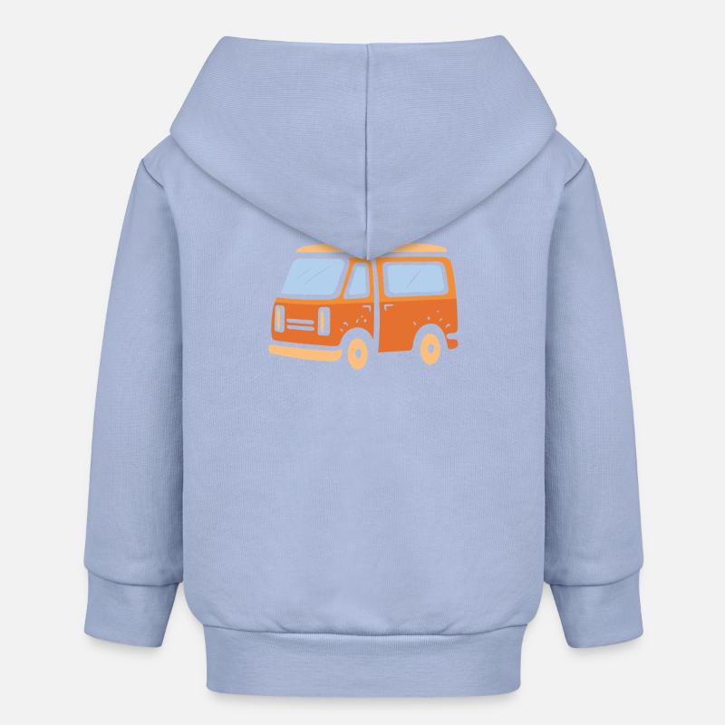 Illustration de dessin animé de camping-car rétro - Veste à capuche bébé bio Stanley/Stella - ciel