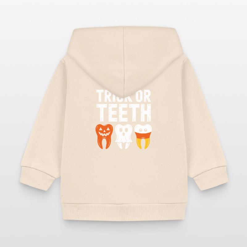 Trick oder Teeth Halloween-T-Shirt Baby Organic Kapuzenjacke Baby Connector von Stanley/Stella