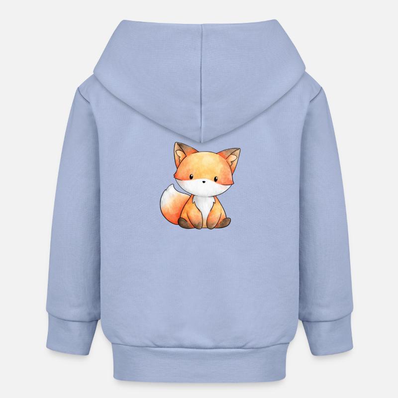 Renard Illustré – Ambiance Conte et Forêt - Veste à capuche bébé bio Stanley/Stella - ciel