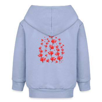 rotes Blütenmuster Herzen Girlanden Blumenmuster - Baby Organic Kapuzenjacke Baby Connector von Stanley/Stella - Sky - Hinten