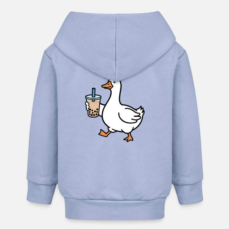 Canard coassement avec bubble tea - Veste à capuche bébé bio Stanley/Stella - ciel
