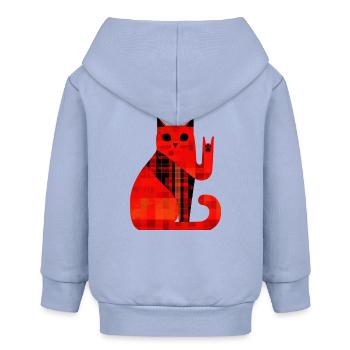 Red Cat Plaid Pattern Modern - Baby Organic Zip-up Hoodie by Stanley/Stella - sky - Back