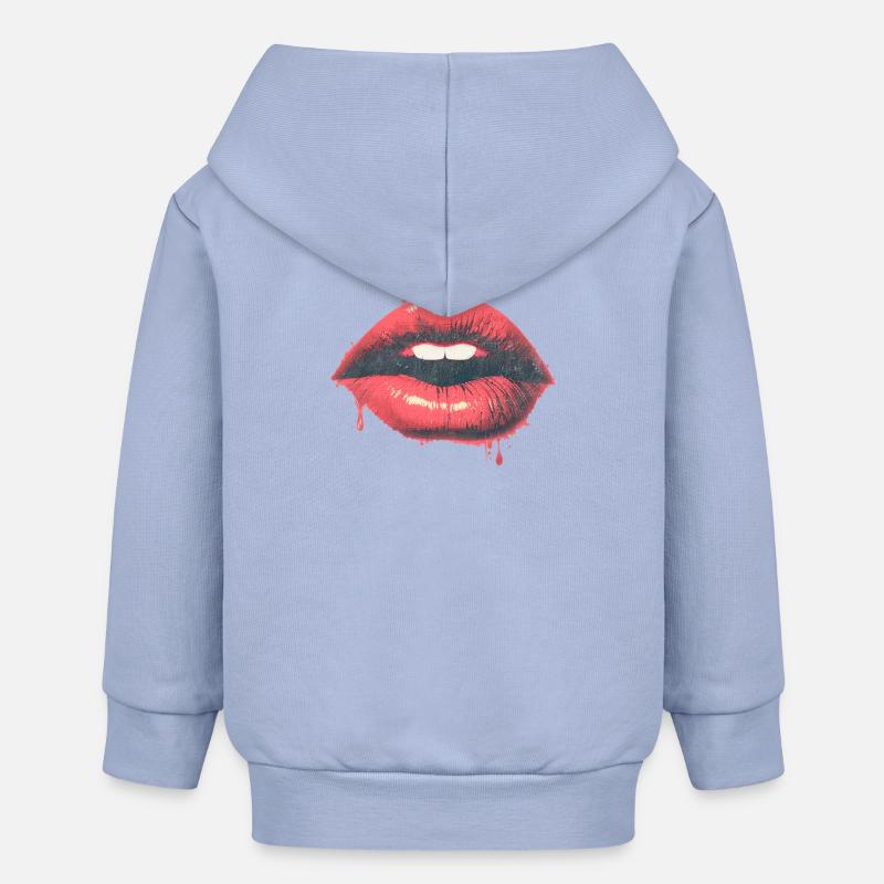 Baiser urbain - Goutteuse - Red Lips Pop Art - Veste à capuche bébé bio Stanley/Stella - ciel
