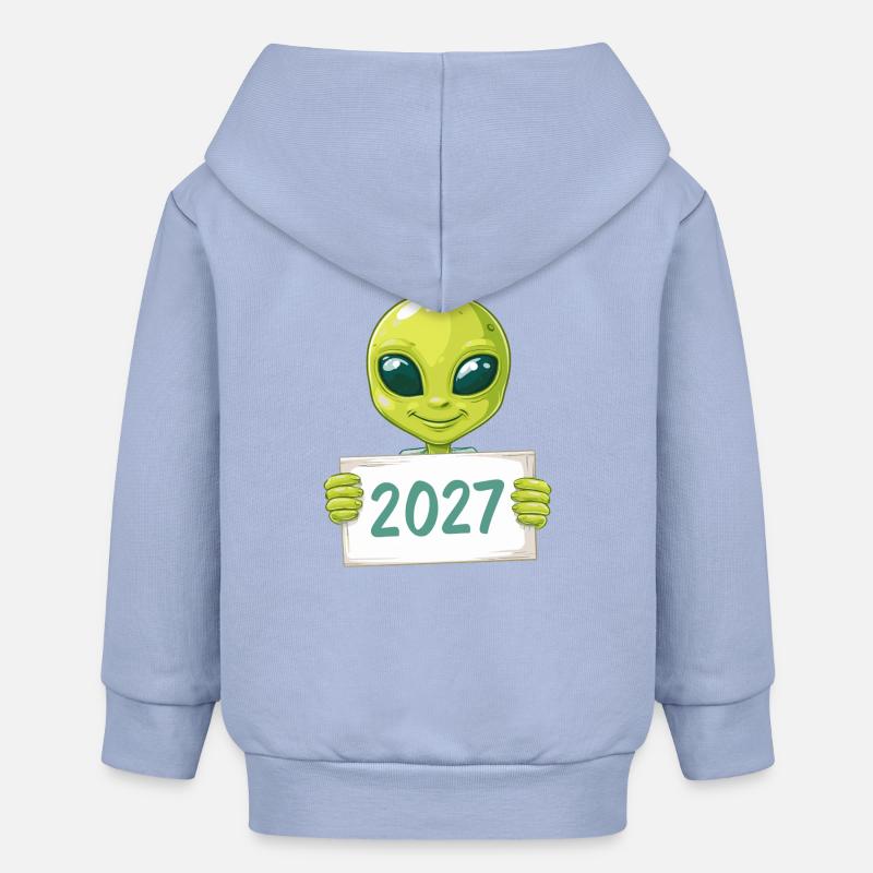 Alien vert sympathique - Veste à capuche bébé bio Stanley/Stella - ciel