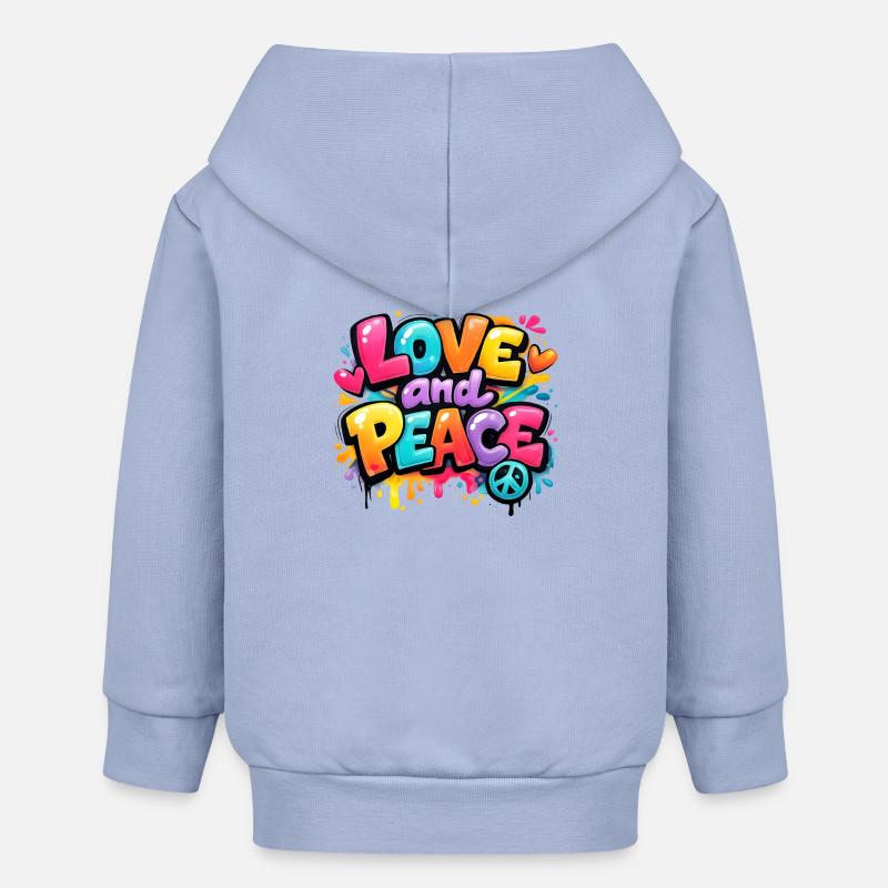 Love_and_Peace - Veste à capuche bébé bio Stanley/Stella - ciel