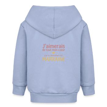 Demande Marraine : Veux-tu être ma marraine - Veste à capuche bébé bio Stanley/Stella - ciel - Dos