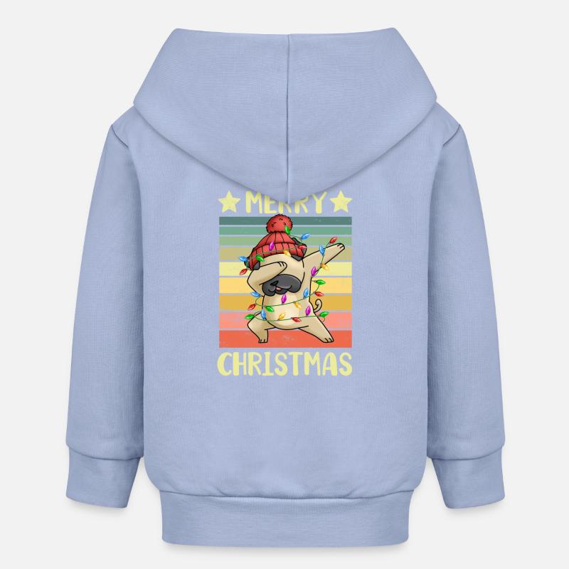 Joyeux Noël chien carlin - Veste à capuche bébé bio Stanley/Stella - ciel