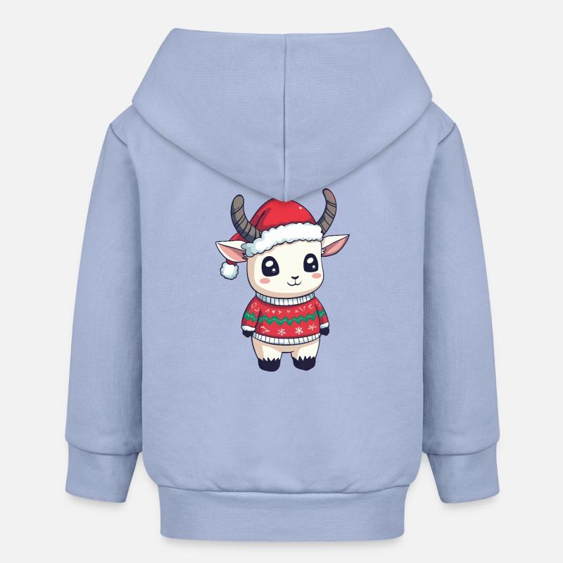 Noël de la chèvre de montagne - Veste à capuche bébé bio Stanley/Stella - ciel