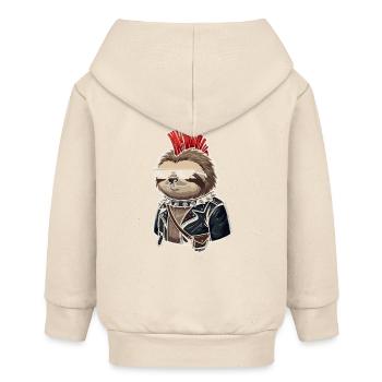 Punk sloth in leather look - Baby Organic Zip-up Hoodie by Stanley/Stella - soft Ecru - Back