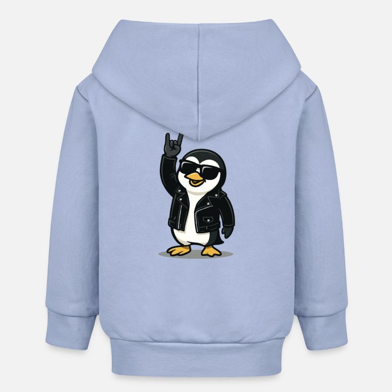 Pingouin Rock’n’Roll - Veste à capuche bébé bio Stanley/Stella - ciel