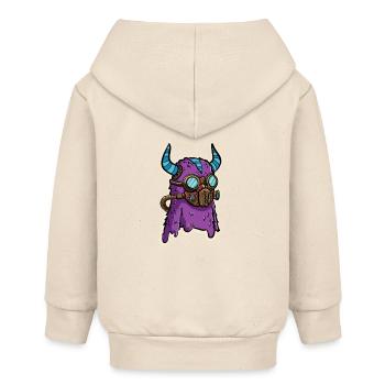 Purple Steampunk Glasses Monster - Baby Organic Zip-up Hoodie by Stanley/Stella - soft Ecru - Back