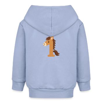 Erster Geburtstag Pferd als Zahl 1 - Baby Organic Kapuzenjacke Baby Connector von Stanley/Stella - Sky - Hinten