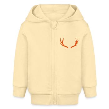Geweih Hirsch - Baby Organic Kapuzenjacke Baby Connector von Stanley/Stella - Creme - Vorne